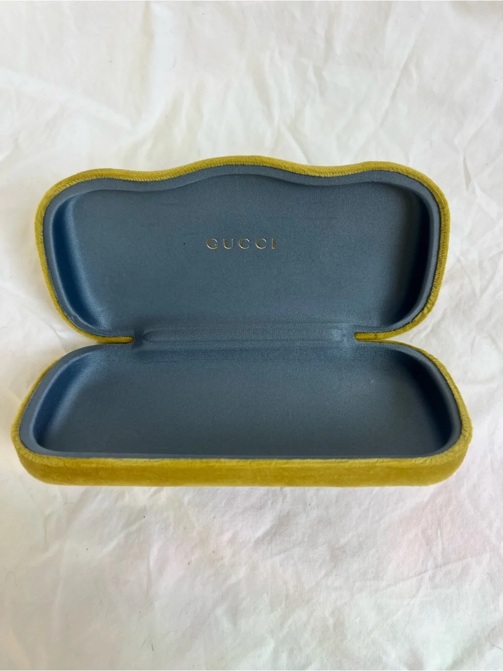 Gucci Mustard Chartreuse Green Velvet Sunglasses Eyeglasses Hard Case